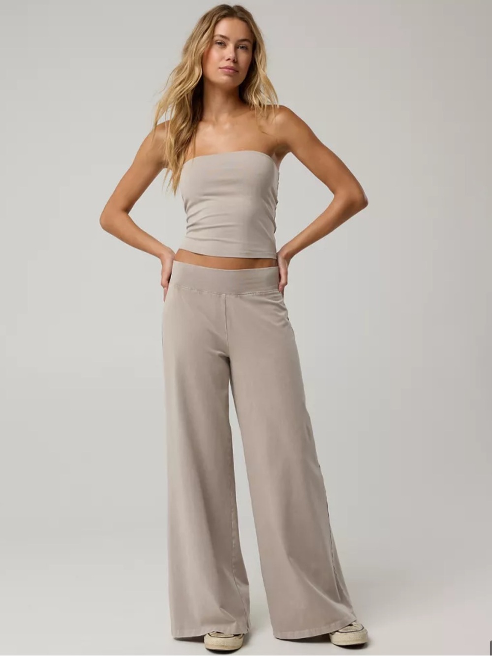 Offline by aerie - OG Cotton Wide Leg Pant & Tube Top (Stone Harbor)